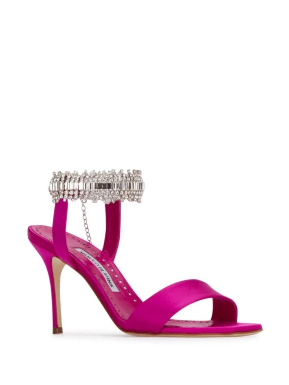 Manolo Blahnik Parinasan Fuschia/Pink Embellished Sandal Heel
